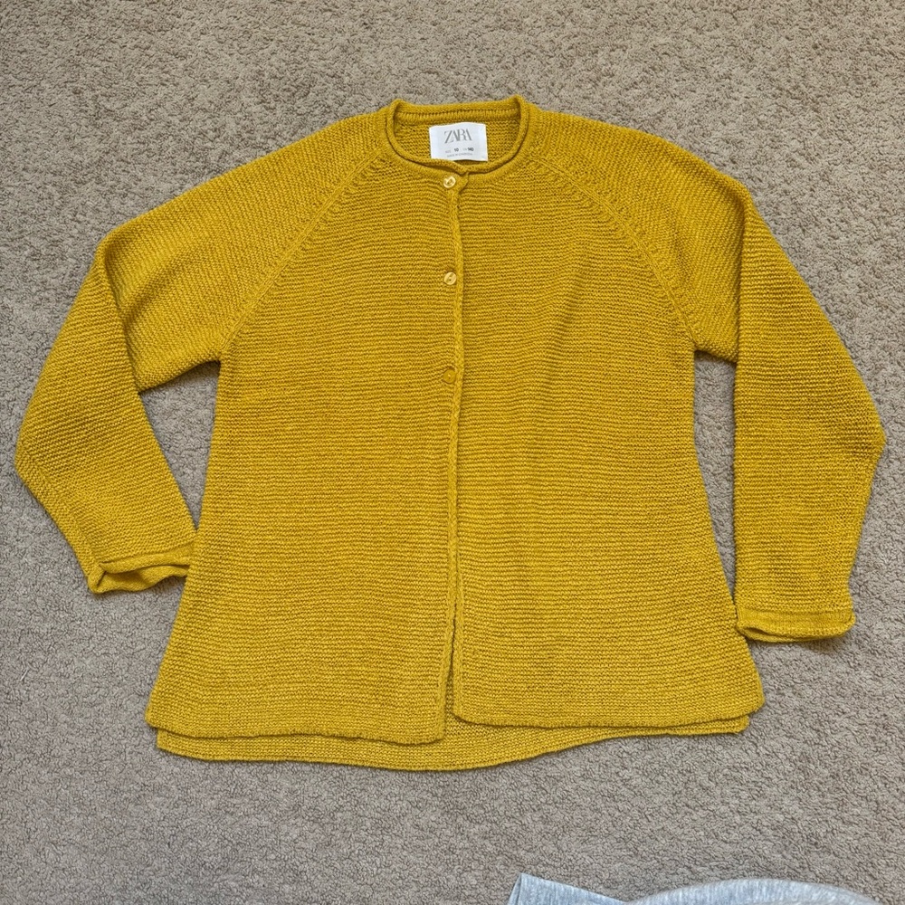zara mustard yellow half button up sweater